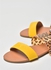 Animal Printed Double Strap Flat Sandals Yellow/Brown/Black