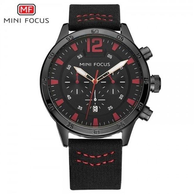 Mini Focus MF0006G Fabric Watch For Men - Black/Red