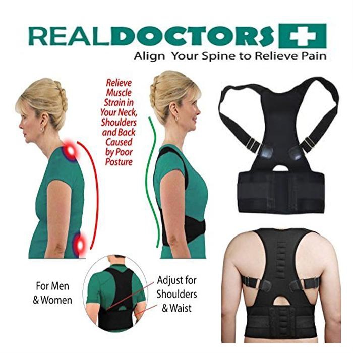 Real Doctors Posture Support Brace Back Pain (Black)