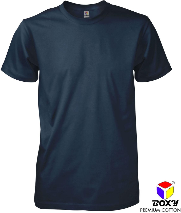 Boxy Premium Cotton Round Neck T-shirt - 7 Sizes (Navy Blue)