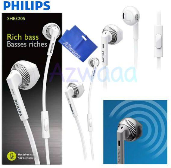 Philips In-Ear Headphones SHE 3205 WT + Azwaaa Bag