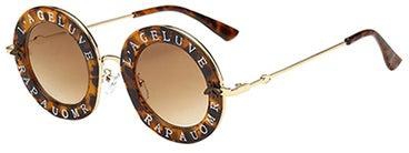 UV Protection Round Sunglasses Round Bee/Leopard Brown