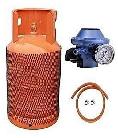 12.5kg Gas Cylinder, Hose & Metered Regulator- Orange
