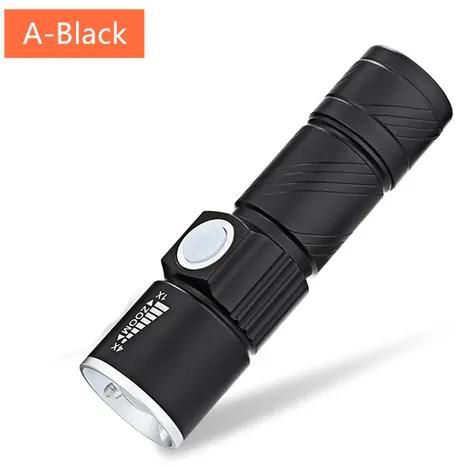 Mini USB XPE Q5LED Flashlight Torch Outdoor Camping Light Rechargeable Waterproof Zoomable Lamp Bicycle 3 Mode Handy Flash Light