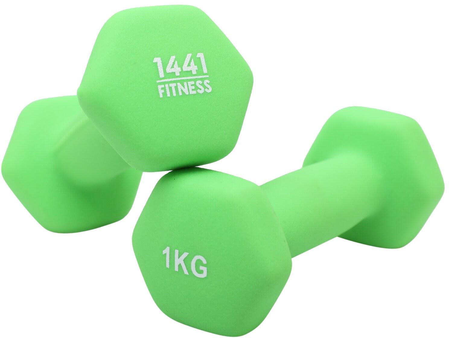 1441 Fitness Neoprene Hex Dumbbells - 1 Kg (Per Pair)