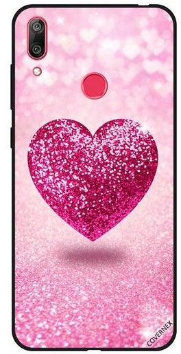 Protective Case Cover For Huawei Y7 Prime 2019 Pink Glitter Heart