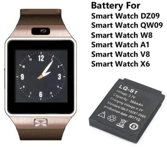 High Quality 3.7V 380mAh SmartWatch Rechargeable Li-Ion Polymer Battery For DZ09 V8 Q18 A1 Smart Watch Battery Gold M