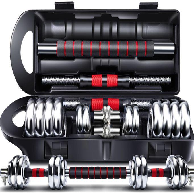 York Chrome Dumbbells Set With Connecting Rod - Red - 15 Kg