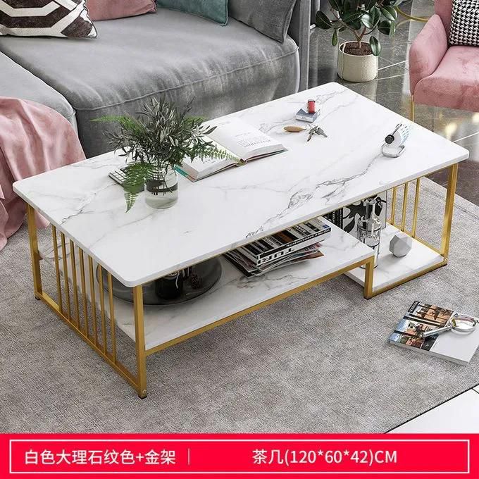 Marble Effect MDF Coffee Table 120*60*42Cm - White