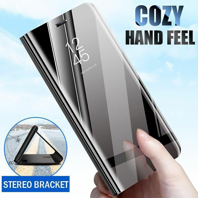 OnePlus 7/7 Pro/6/6T/5/5T Flip Cover Classic With Holder Mirror Surface Phone Case