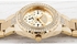 Guess Viva Stainless Steel Gold Dial Stone Embellished Bezel Chronograph Round Analog Watch for Women - Gold