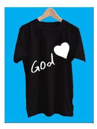 Love GOD Black Polo T Shirt Round Neck --for Men And Women