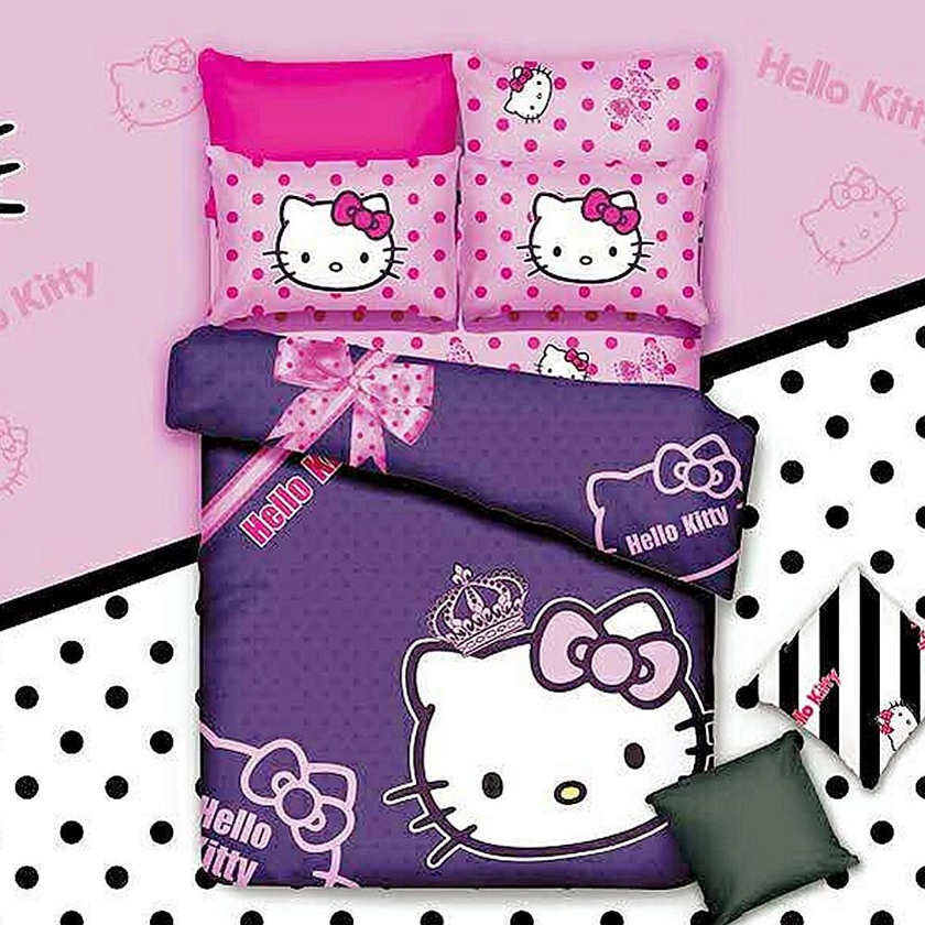 Mayleehome Cartoon Theme 4 pcs Cotton Bedding Set - 4pcs C HK (Purple)