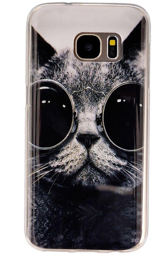 حافظة تي بي يو ب اي ام دي الحامية لهواتف سامسونج جالاكسي S7 G930 - بتصميم قطة ترتدي نظارات