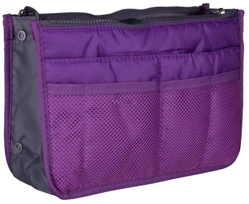 13 pocket Zipper Bag in Bag Organizer - Purple