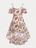Cold Shoulder Ruffled Floral Print High Low Plus Size & Curve Midi Dress - 1x | Us 14-16