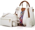 Homarket 4PACK Women Handbag Set, Soft PU Leather Top Handle Bags Set, Shoulder Bags,Tote Bag Crossbody Bag Wallet Purse(White)