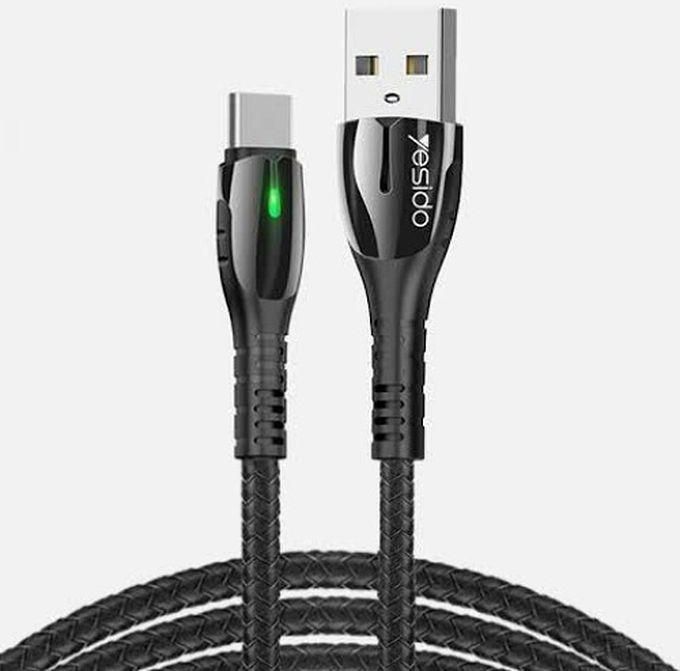 Yesido CA43 Metal Data Cable Type-C With LED Light 1.2M - Black