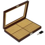 Laveri 10 Piece Genuine Leather Pen Case Storage and Fountain Pen , Chain, Braslets ,Ring And Cufflinks Organizer Box with Key Lock BROWN