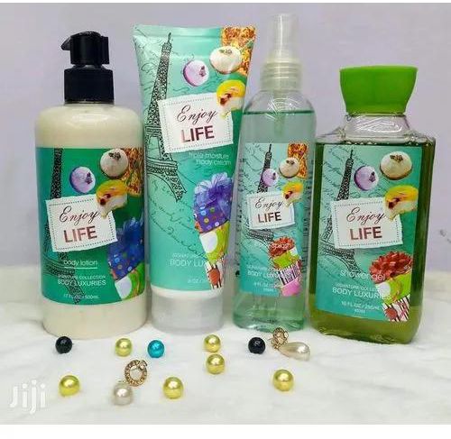 4 Pack Dear Body Enjoy Life Shower Gel, Lotion, Splash and Cream Sweet Fresh Scent Keep Fresh Revitalize and Smoothen Skin Care Body Health and Beauty  Body Lotions Gel Body Washes