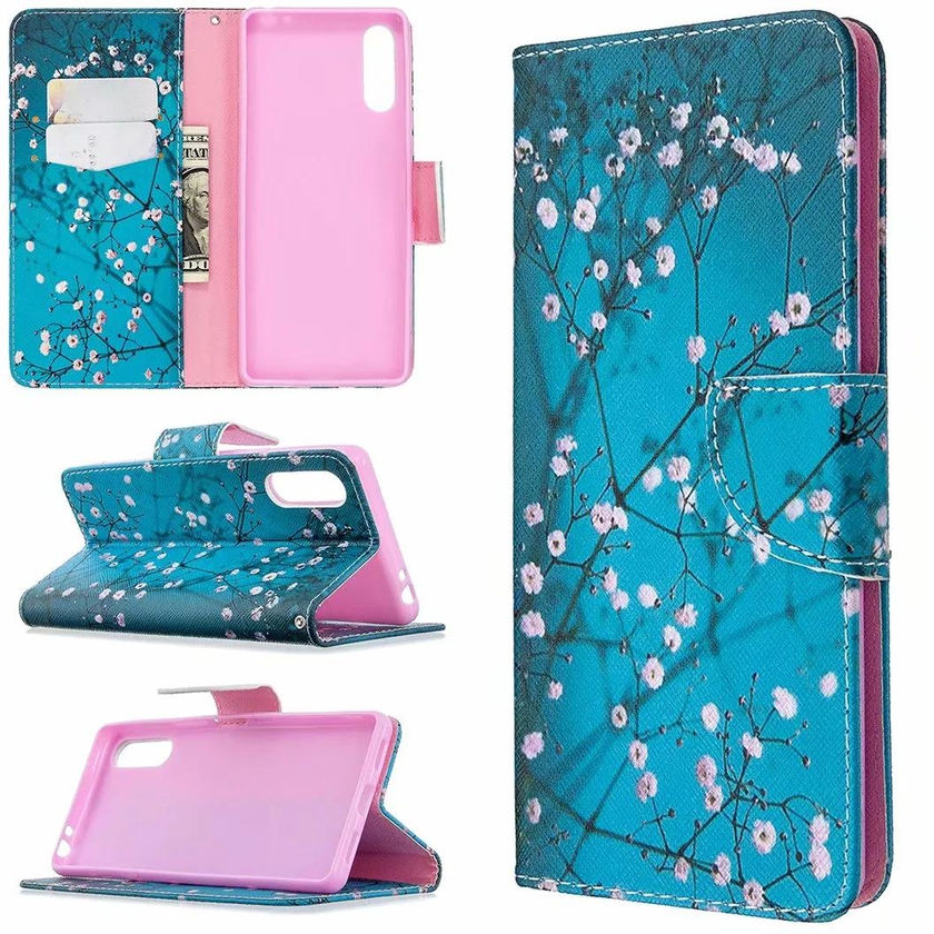Sony Xperia L4 Case, Flip PU Leather Wallet Phone Bag Cover for Sony Xperia L4 - Plum Flower