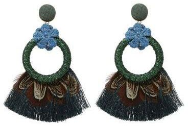 Feather Design Tassel Earrings