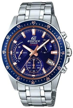 ساعة يد إديفيس كرونوغراف بسوار من الإستانلس ستيل طراز EFV-540D-2AVUDF - قياس 44 مم - لون فضي للرجال