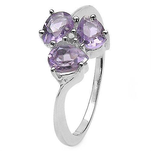 Glee Woman's Sterling Silver Amethyst Ring - Size 7 [JZ256]