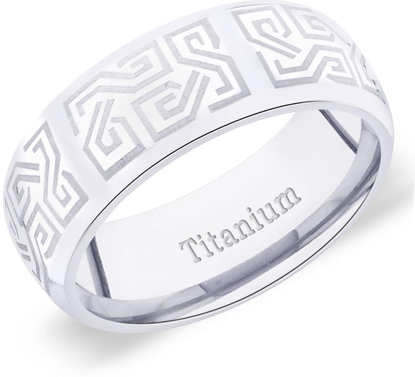 eora Titanium Combination Finish Abstract Geometricrint Band Ring for Men