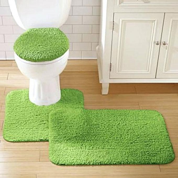 Generic Bathroom mat Green-A set of 3