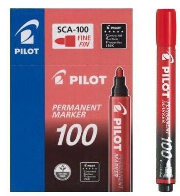 Pilot Permanent Marker Red Fine (Bullet Tip) Sca-100 (12 Pcs)