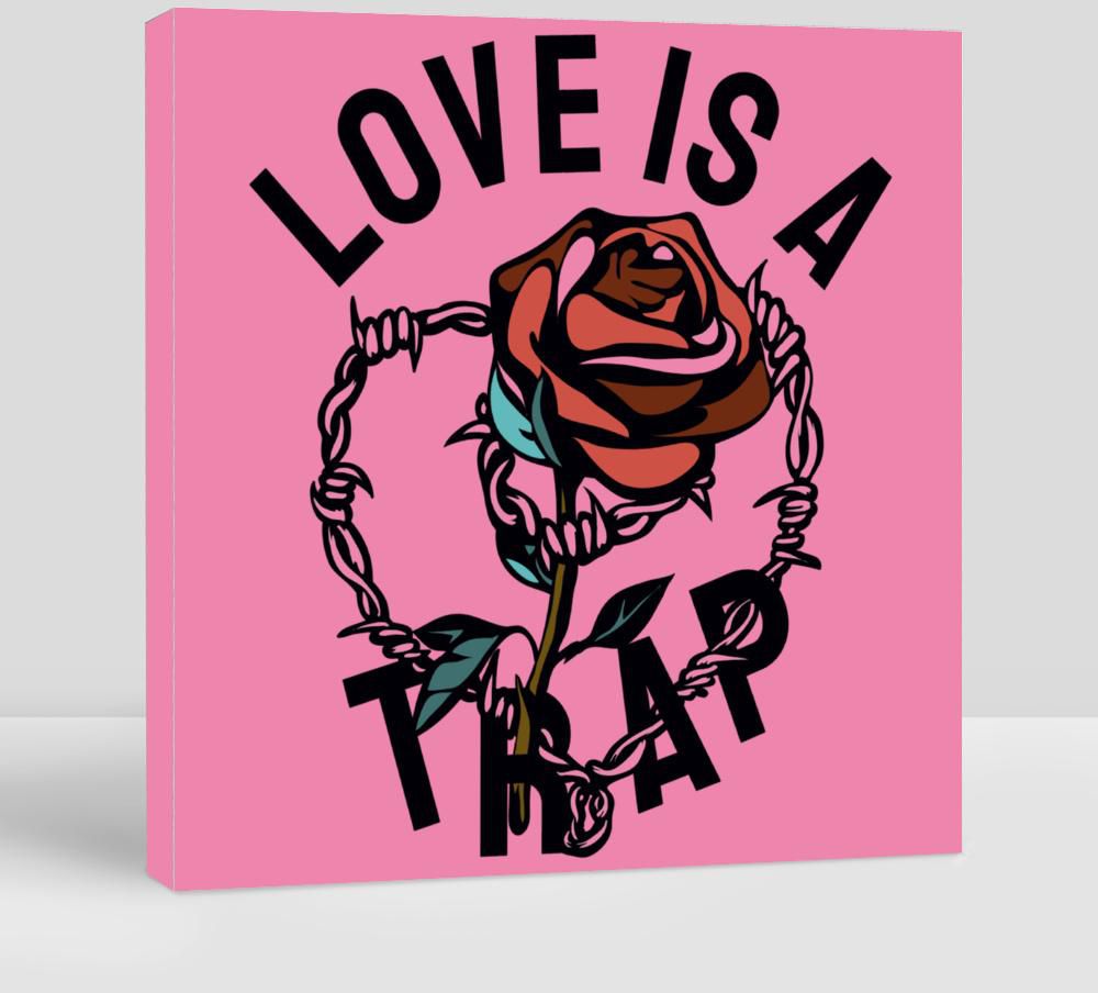 Love Slogan With Rose and Barbed Wire Illustration