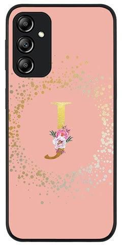 Rugged Black edge case for Samsung Galaxy A24 4G Slim fit Soft Case Flexible Rubber Edges Anti Drop TPU Gel Thin Cover - Custom Monogram Initial Letter Floral Pattern Alphabet - J - Rose Pink