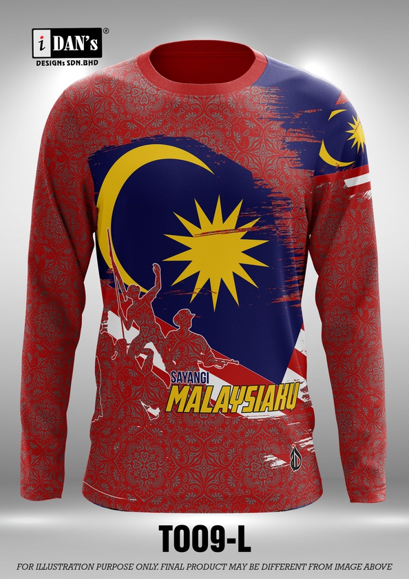 Batik Songket Sublimation Round Neck Long Sleeve Tshirt - 10 Sizes (As Picture)