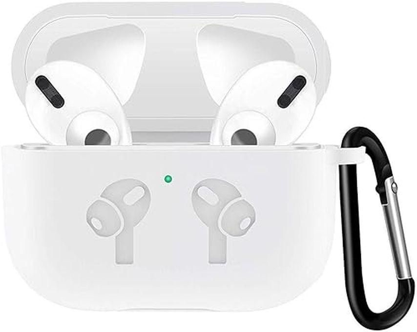 Compatible With Airpods Pro Case, Protective Shockproof Wireless Charging Earbuds Case Cover Skin With Keychain Kit Set Compatible For Apple Airpods Pro 2019 (white)