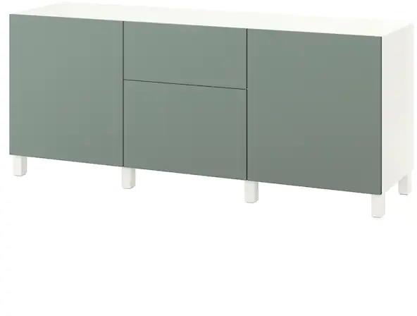 Storage combination with drawers, white/Notviken/Stubbarp grey-green
