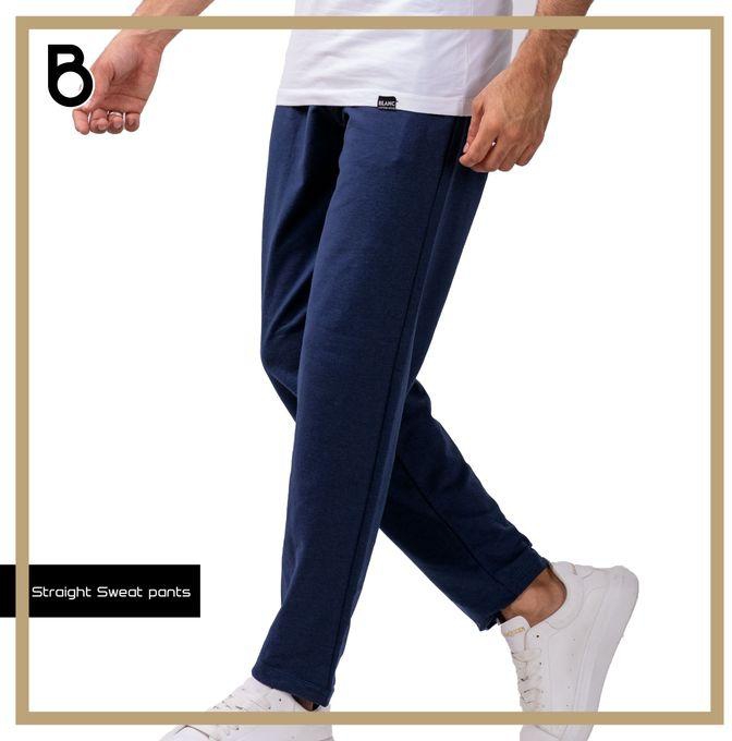 Blanc Straight Sweatpants Melton Blanc -Navy