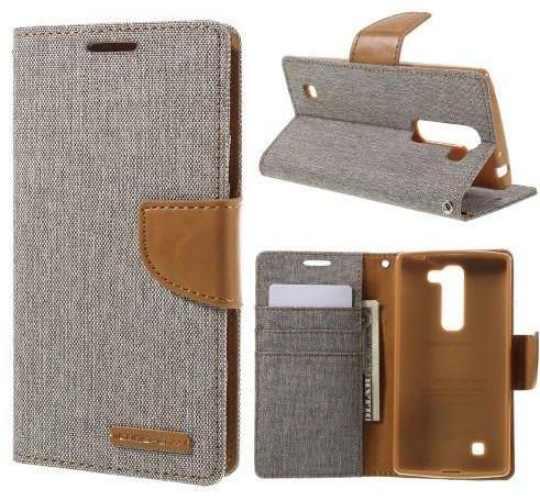 MERCURY GOOSPERY Canvas Leather Stand Cover for LG Magna H502F H500F / G4c H525N - Grey