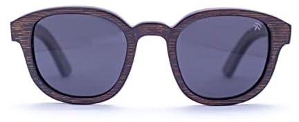 نظارة شمس مصنوعة يدويا من الخشب الطبيعي من تمبرتان، موديل سانتوريني, أزرق فاتح، مستطيلي