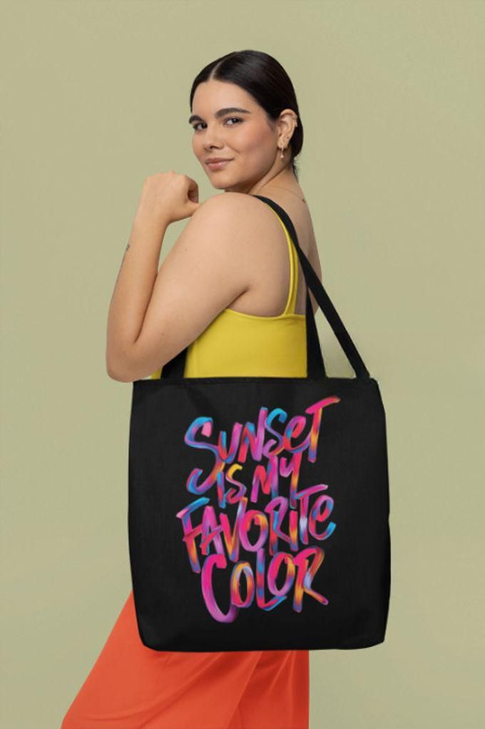 Canvas Shopping Tote Bag - Printed Words (SUNSET)
