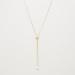 Metallic Glazed Long Necklace with Pearl Accent
