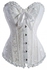 Steel Bustiers White Satin Embroidered Corset Overbust Corsets Thong