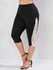Plus Size Fishbone Guipure Lace Panel Capri Leggings with Pockets - L | Us 12