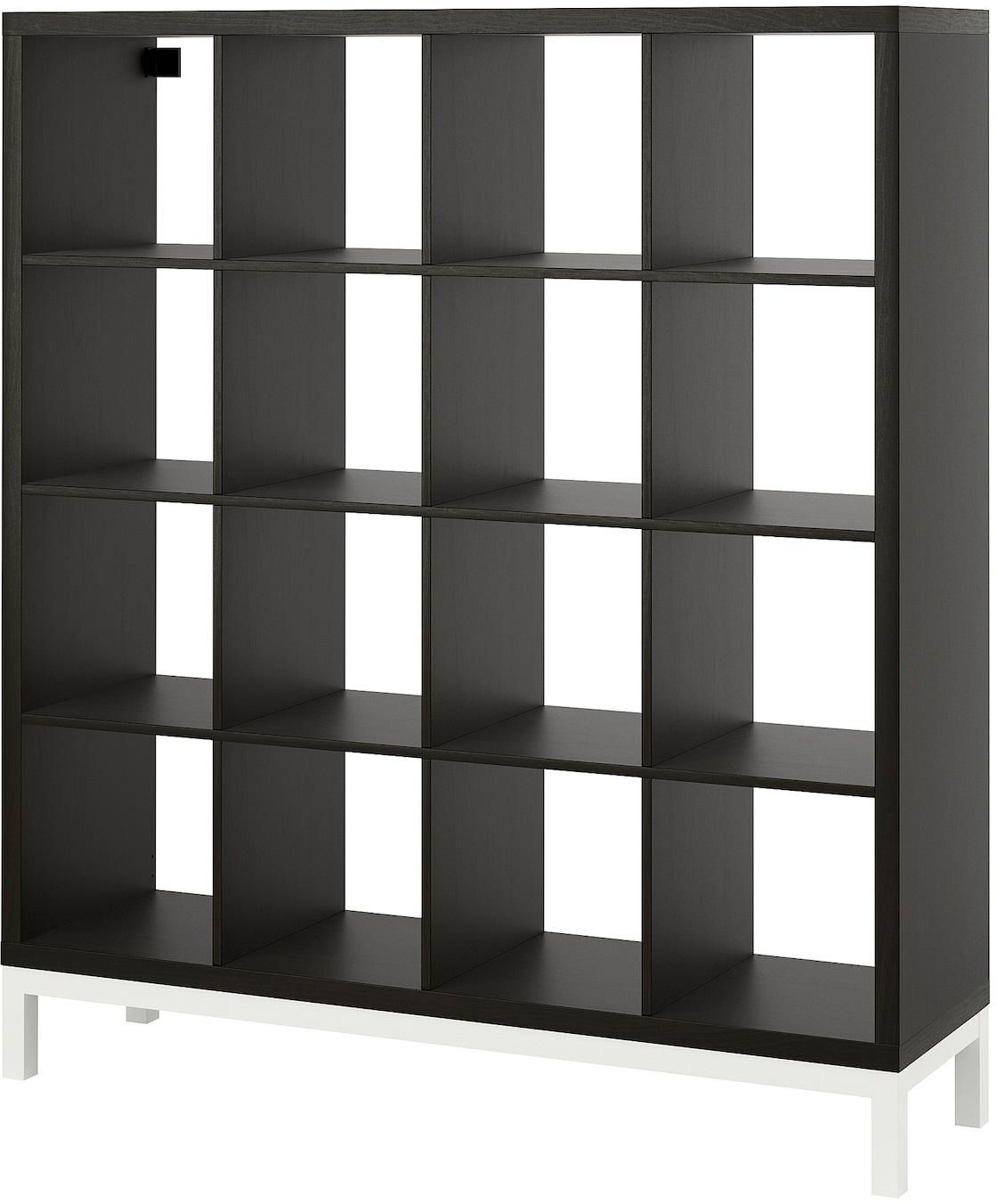 KALLAX Shelving unit with underframe - black-brown/white 147x164 cm