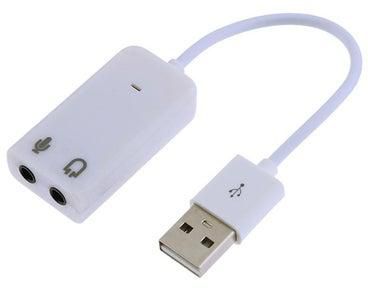 بطاقة صوتية خارجية USB بتردد قناة افتراضية 7.1 ومنفذ USB 2.0 أبيض