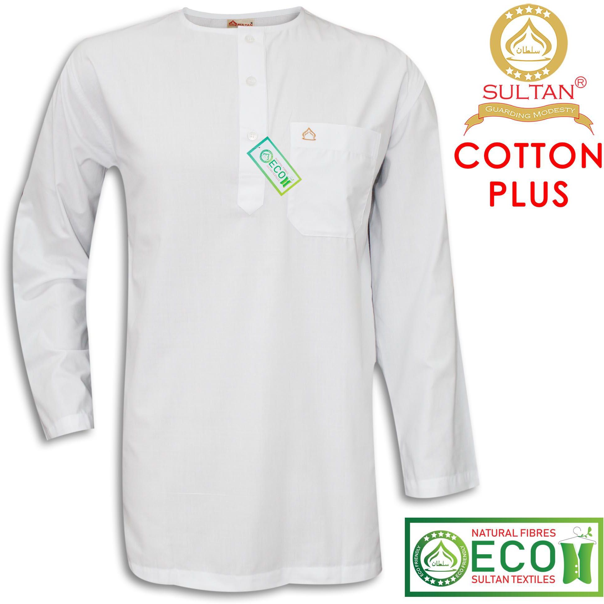 Sultan Kurta - Cotton Plus - Round Neck Full Sleeves - 5 Sizes (White)