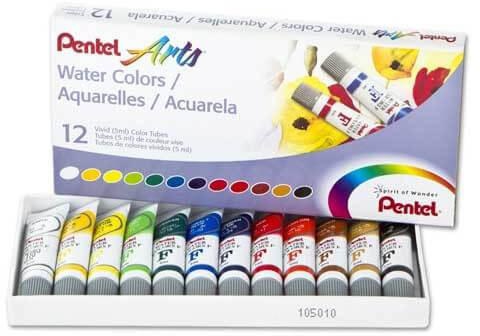 Pentel WFRS Water Colors, Assorted (Set of 12)