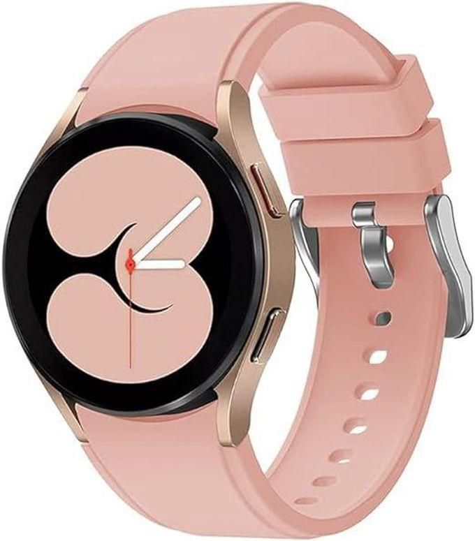Silicone Band Compatible with Samsung Galaxy Watch 4 Classic 46mm 42mm, Grooved Silicone Strap for Galaxy Watch 4 44mm 40mm 20mm Smartwatch (Pink)