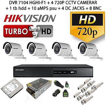 Hikvision 720P CCTV cameras, 4 channel kit