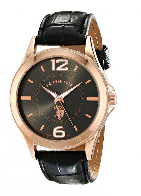 US POLO ASSN. USC50240 Leather Watch - For Men - Black